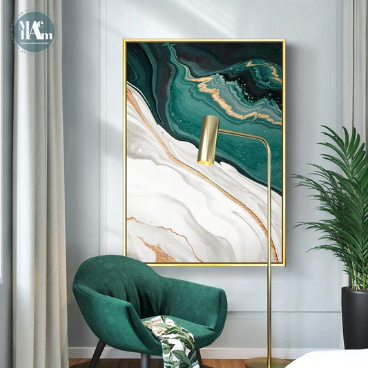 Abstract Teal Green Canvas Art Painting