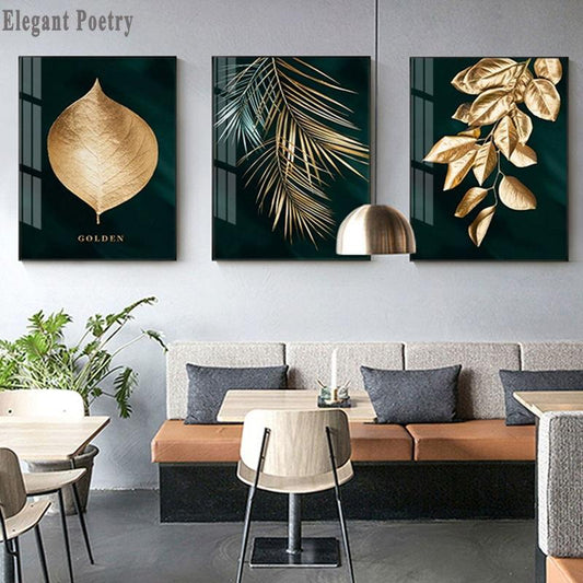 Abstract Golden Leaves Canvas