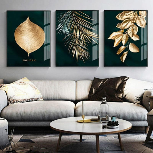 Abstract Golden Leaves Canvas