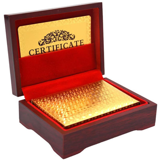 24K Gold Foil Plated Cards With a Wooden Box - Indigo-Temple