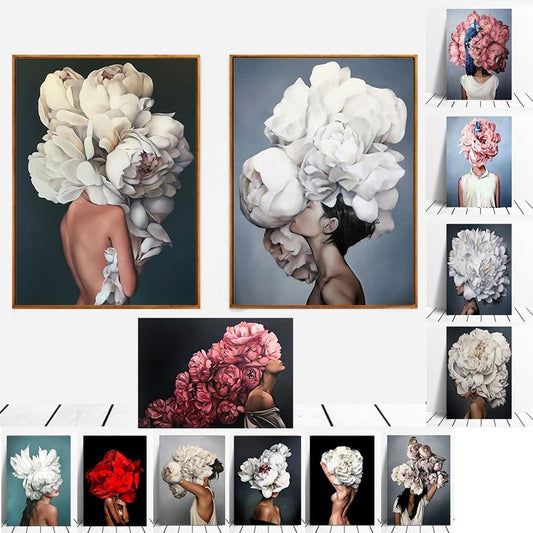 Lady Flower Art Canvas Painting