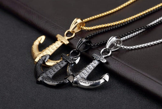 Viny - Men Anchor Pendant Necklace - Indigo-Temple
