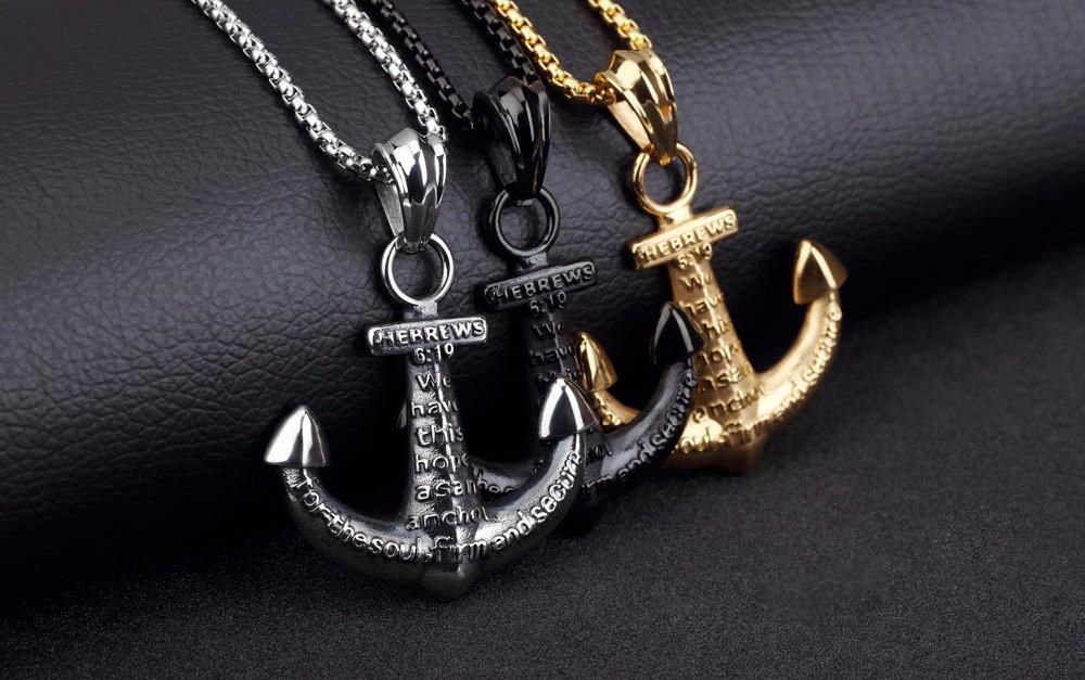Viny - Men Anchor Pendant Necklace - Indigo-Temple