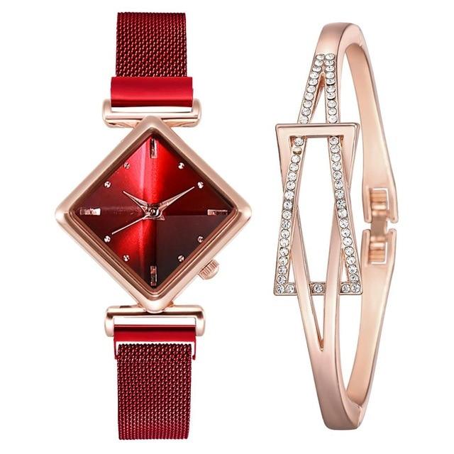 Luxury Women's Square Diamond Watch