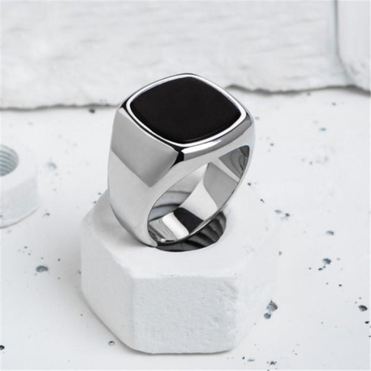 Coolx - Black Square Men's Ring - Indigo-Temple