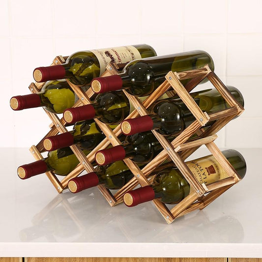 Collapsible Wooden 3-10 Bottles Wine Rack