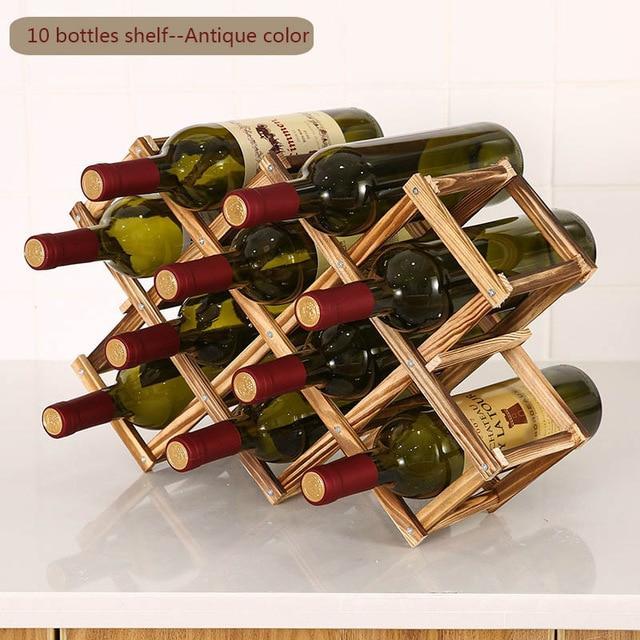 Collapsible Wooden 3-10 Bottles Wine Rack