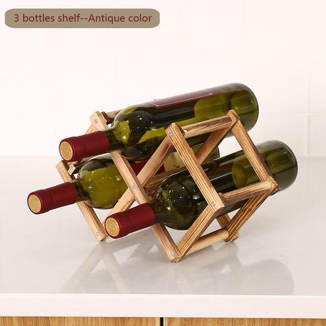 Collapsible Wooden 3-10 Bottles Wine Rack