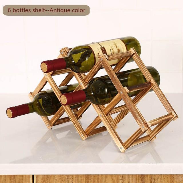 Collapsible Wooden 3-10 Bottles Wine Rack