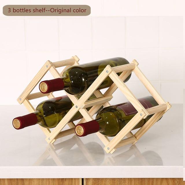 Collapsible Wooden 3-10 Bottles Wine Rack