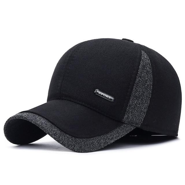 Winter Wool Baseball Cap with Ear Flaps