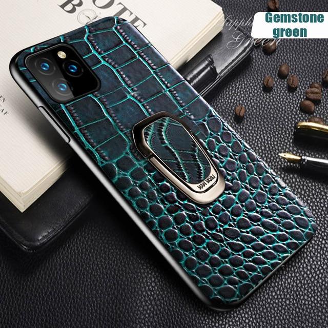 Genuine Leather Magnetic Ring Stand Case for iPhone