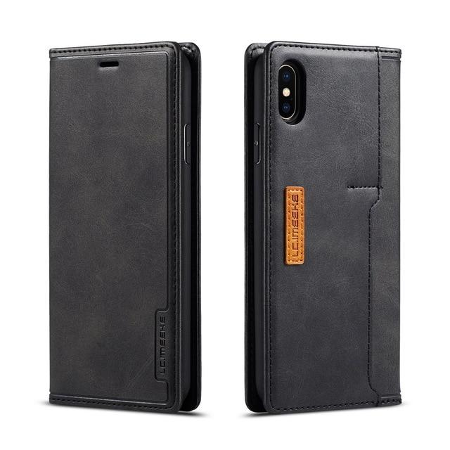 Luxurious Magnetic Leather iPhone Flip Case