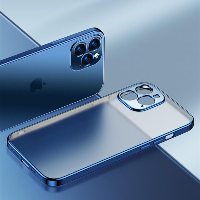 Luxury Square Frame Plating Clear iPhone Case