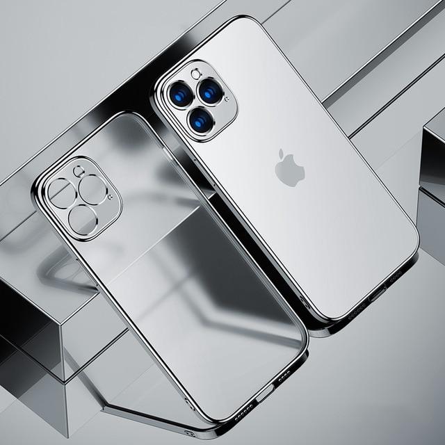 Luxury Square Frame Plating Clear iPhone Case