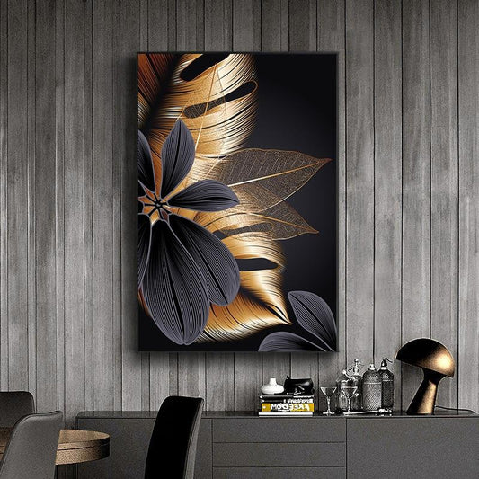 Black & Golden Leaves Canvas