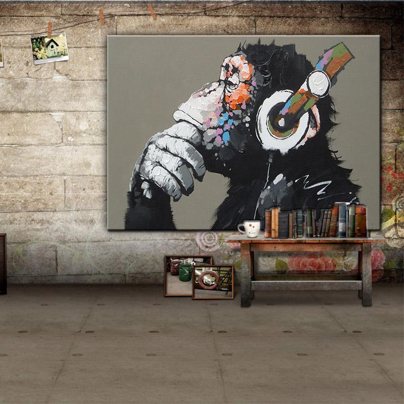 "The Thinking Monkey" Modern Canvas Print - Indigo-Temple