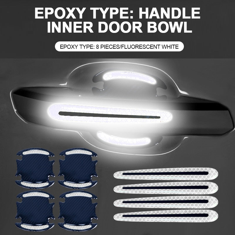 Reflective Car Door Handle Protection 3D Sticker (8 Pcs)
