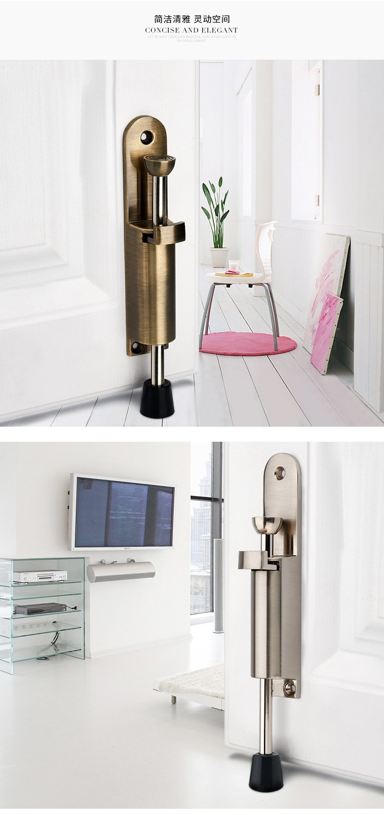Stainless Steel Easy Kickdown Door Stoppers