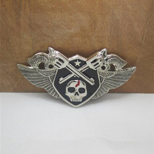 3D Gun Wings Skull belt buckle - Indigo-Temple