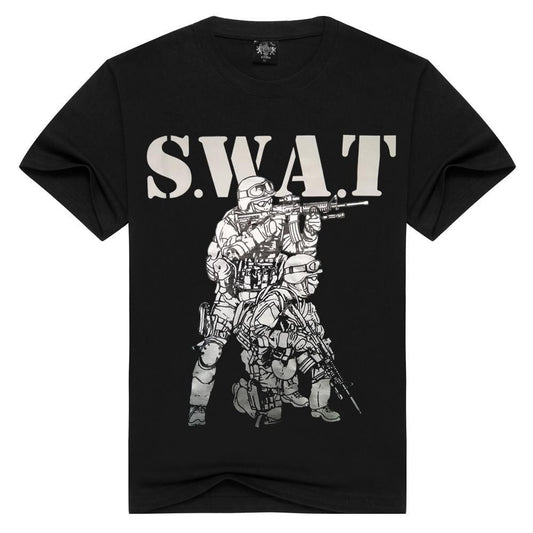 S.W.A.T # 2 - Man T-Shirt Short Sleeve O Neck Cotton - Indigo-Temple