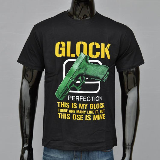 GLOCK - Man T-Shirt Short Sleeve O Neck Cotton - Indigo-Temple