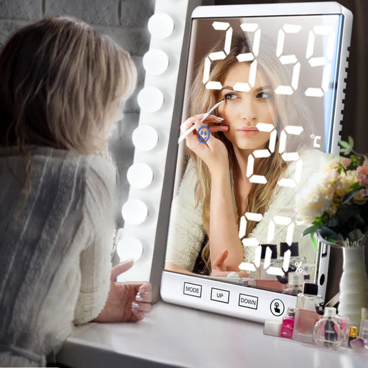 Stylish Multifunctional LED Mirror Alarm Clock