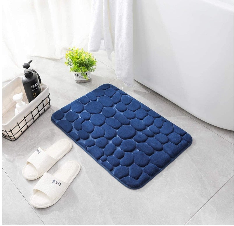Super Absorbent Cobblestone Memory Foam Shower Mat
