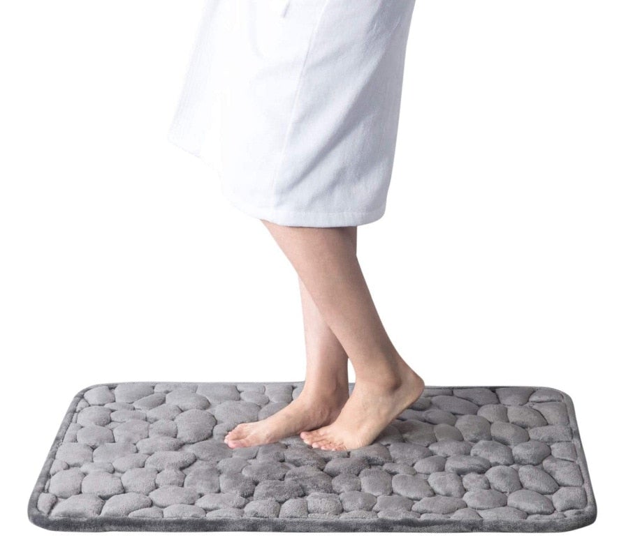 Super Absorbent Cobblestone Memory Foam Shower Mat