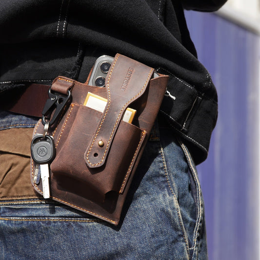 Leather Retro EDC Organizer Waist-Bag for Men