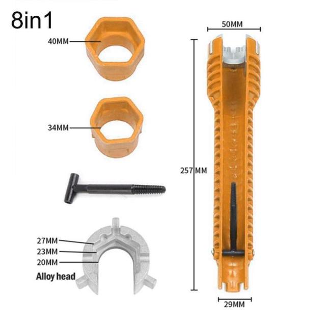 Multiuse 8-in-1 EZ Faucet and Sink Wrench