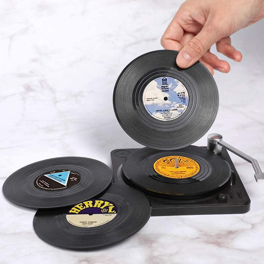 Retro Vinyl Record Heat-Resistant Cup Coasters(6pcs )