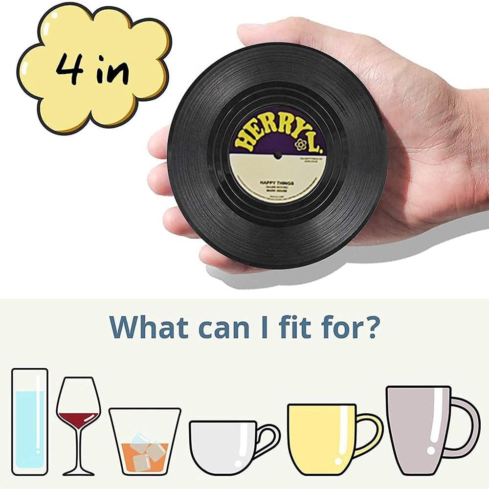 Retro Vinyl Record Heat-Resistant Cup Coasters(6pcs )