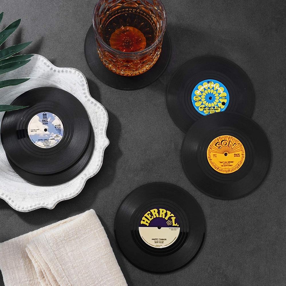 Retro Vinyl Record Heat-Resistant Cup Coasters(6pcs )