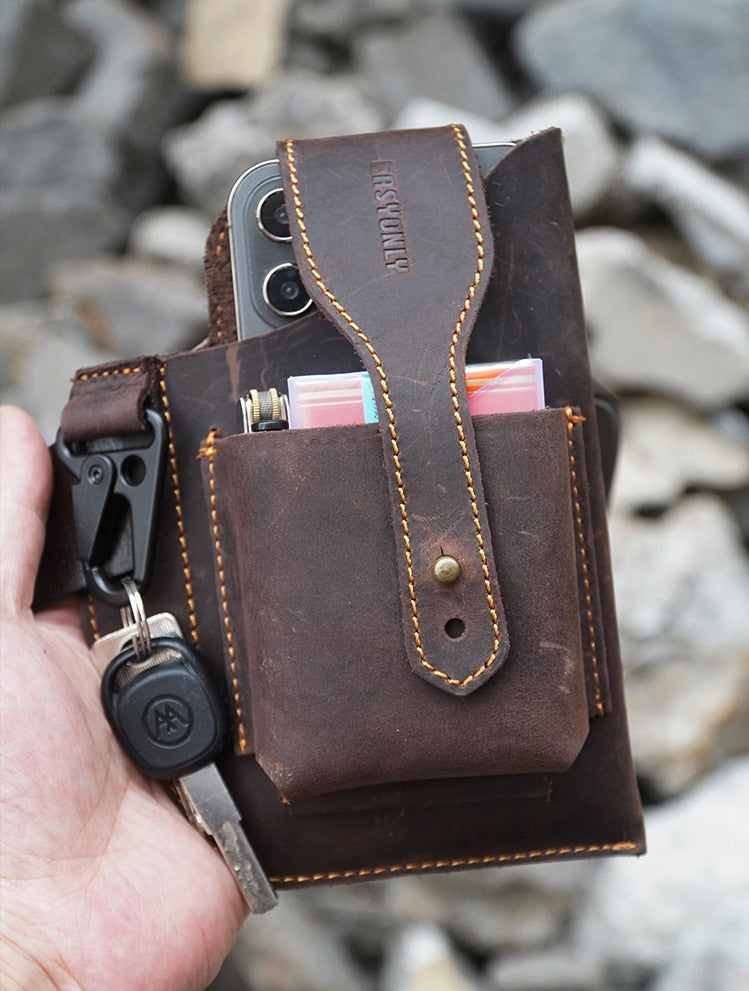Leather Retro EDC Organizer Waist-Bag for Men
