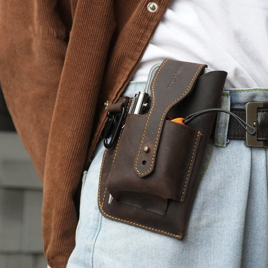 Leather Retro EDC Organizer Waist-Bag for Men