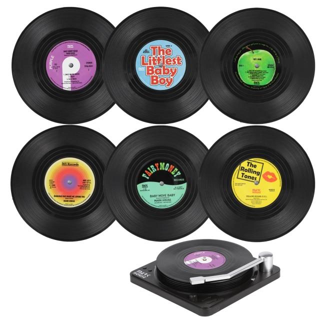 Retro Vinyl Record Heat-Resistant Cup Coasters(6pcs )