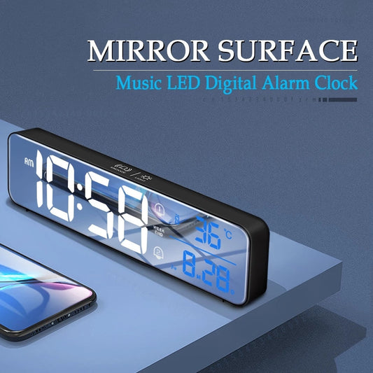 Smart Mirror Led Rechargeable Large Alarm Clock