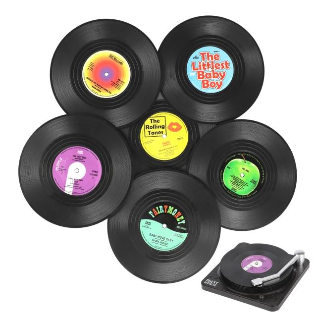 Retro Vinyl Record Heat-Resistant Cup Coasters(6pcs )