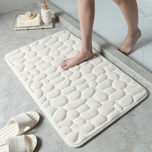 Super Absorbent Cobblestone Memory Foam Shower Mat