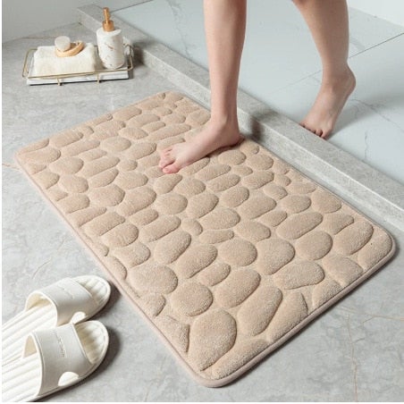 Super Absorbent Cobblestone Memory Foam Shower Mat