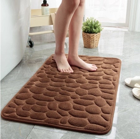 Super Absorbent Cobblestone Memory Foam Shower Mat