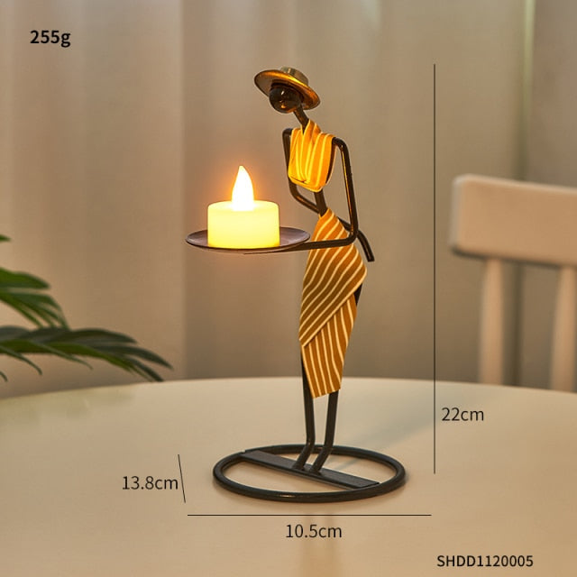 Pinturesque Metal African Style Candle Holder