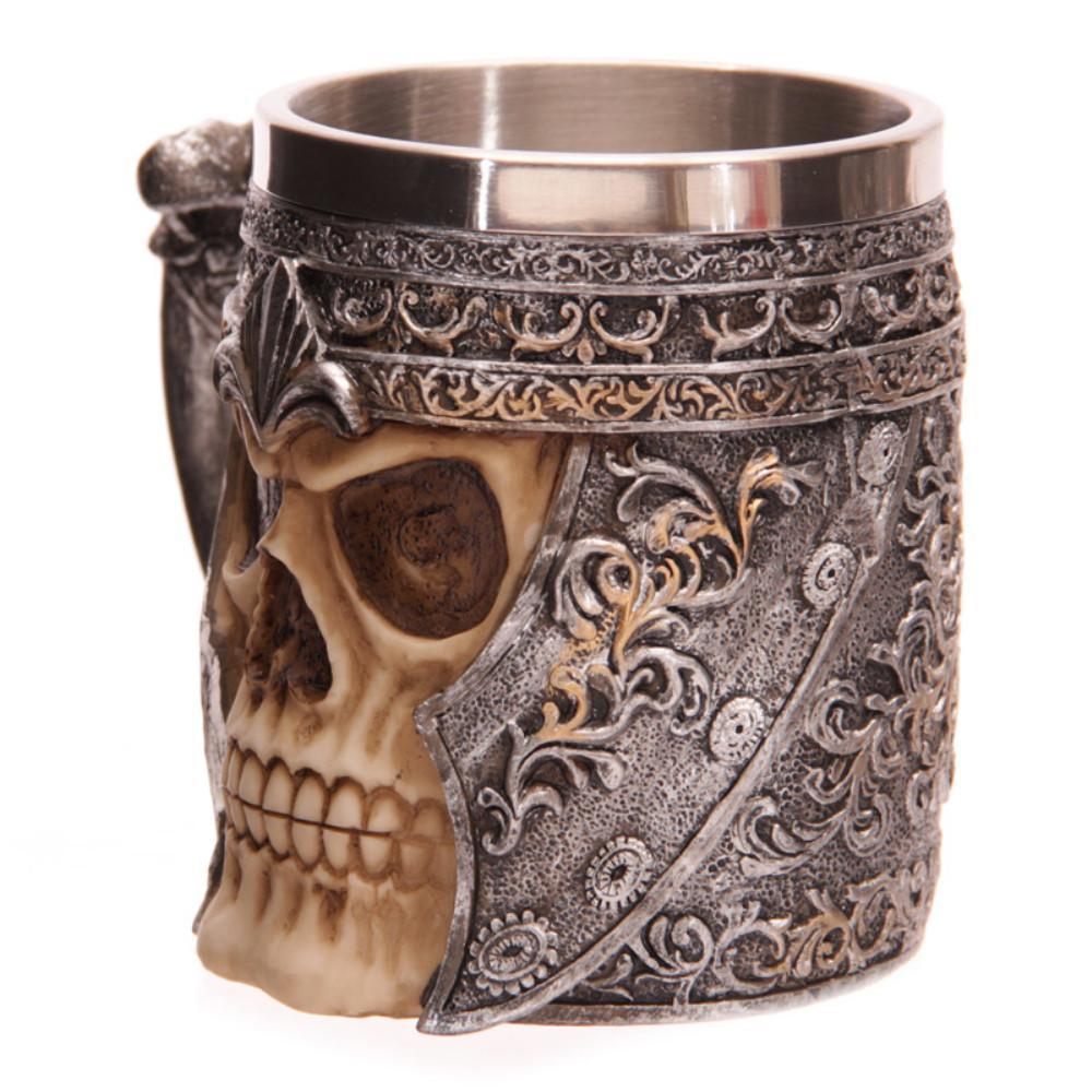 Stainless Steel Double Wall Skull Beer Mug - Indigo-Temple