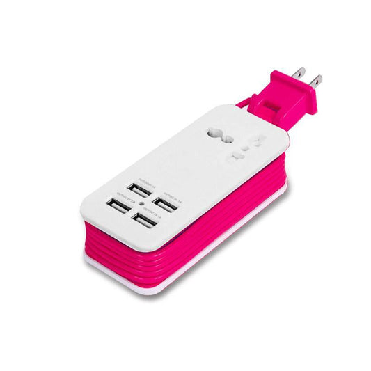 2-IN-1 Travel Adapter - 4 USB Hub & Extension Cord - Indigo-Temple