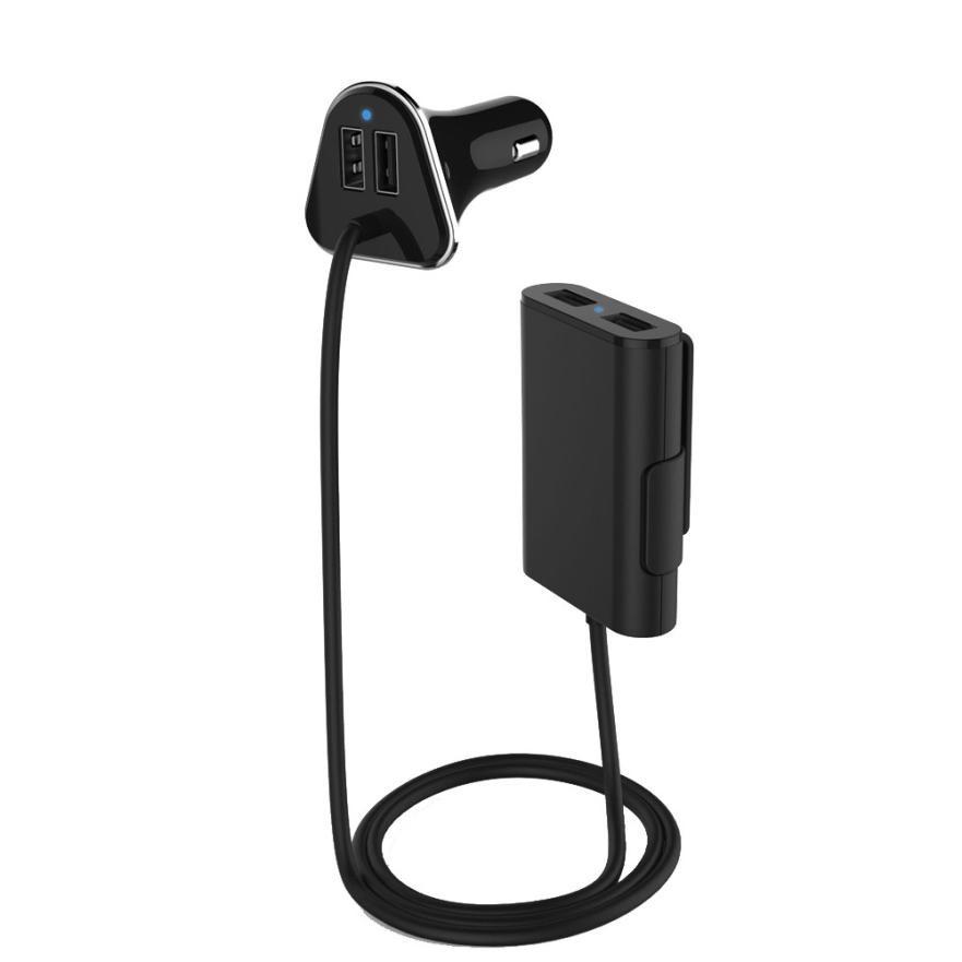 4 Ports 48W Passenger Car Charger with Extension Cable - Indigo-Temple