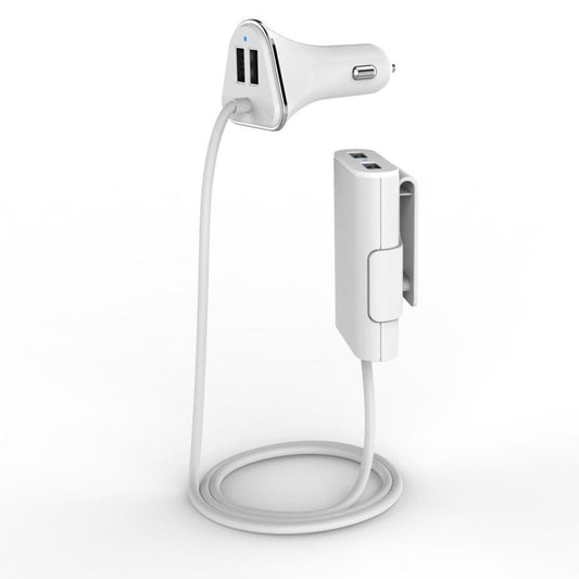 4 Ports 48W Passenger Car Charger with Extension Cable - Indigo-Temple