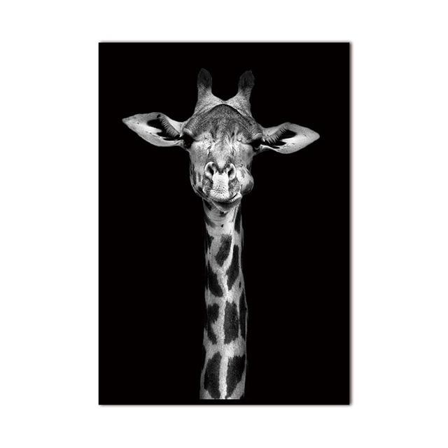 Black & White African Animal Canvas Painting - Indigo-Temple