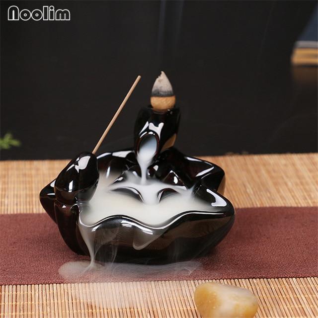 Mini Ceramic Waterfall Backflow Incense Burners - Indigo-Temple