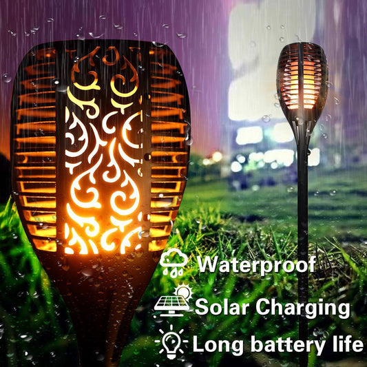 Outdoor LED Solar Waterproof Flame Torch Light - Indigo-Temple